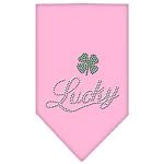 Lucky Script Rhinestone Bandana Light Pink Large