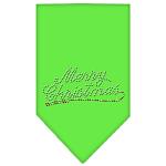 Merry Christmas Rhinestone Bandana Lime Green Large