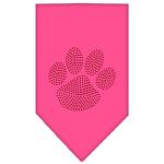 Paw Red Rhinestone Bandana Bright Pink Large