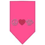 Peace Love Paw Rhinestone Bandana Bright Pink Large