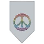 Rainbow Peace Sign Rhinestone Bandana Grey Large