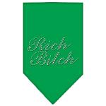 Rich Bitch Rhinestone Bandana Emerald Green Large