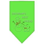 Snowman's Best Friend Rhinestone Bandana Lime Green Large