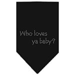 Who Loves Ya Baby Rhinestone Bandana Black Large