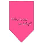 Who Loves Ya Baby Rhinestone Bandana Bright Pink Large