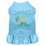 Santa's Elf Rhinestone Dog Dress Baby Blue 4X