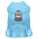 Hipster Penguin Rhinestone Dog Dress Baby Blue 4X