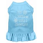 Yes! I want to Build a Snowman Rhinestone Dog Dress Baby Blue 4X