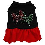 Christmas Bows Rhinestone Dress Black with Red Lg