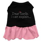 Dear Santa Rhinestone Dress Black with Pink Lg