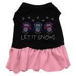 Let it Snow Penguins Rhinestone Dress Black with Pink Med