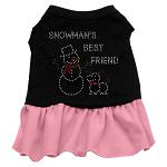 Snowman's Best Friend Rhinestone Dress Black with Pink Med