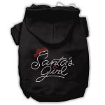 Santa's Girl Rhinestone Dog Hoodie Black L