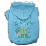 Santa's Elf Rhinestone Dog Hoodie Baby Blue L