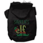 Santa's Elf Rhinestone Dog Hoodie Black L