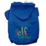 Santa's Elf Rhinestone Dog Hoodie Blue L