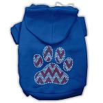 Candy Cane Chevron Paw Rhinestone Dog Hoodie Blue L