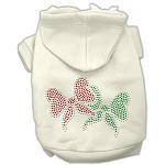 Christmas Bows Rhinestone Hoodie Cream L