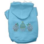 Christmas Cupcakes Rhinestone Hoodie Baby Blue L