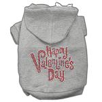 Happy Valentines Day Rhinestone Hoodies Grey L