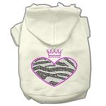 Zebra Heart Rhinestone Hoodies Cream L