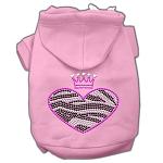 Zebra Heart Rhinestone Hoodies Pink L