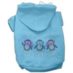 Let it Snow Penguins Rhinestone Hoodie Baby Blue L