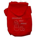 Snowman's Best Friend Rhinestone Hoodie Red L