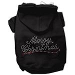 Merry Christmas Rhinestone Hoodies Black L