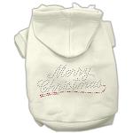 Merry Christmas Rhinestone Hoodies Cream L