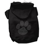 Clear Rhinestone Paw Hoodies Black L