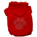 Clear Rhinestone Paw Hoodies Red L