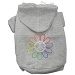 Rhinestone Rainbow Flower Peace Sign Hoodie Grey L