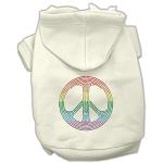 Rhinestone Rainbow Peace Sign Hoodies Cream L