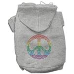Rhinestone Rainbow Peace Sign Hoodies Grey L