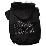 Rich Bitch Rhinestone Hoodies Black L