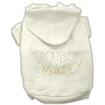 Trouble Maker Rhinestone Hoodies Cream L