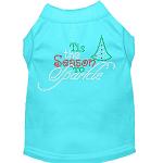 Tis the Season to Sparkle Rhinestone Dog Shirt Aqua Lg