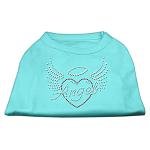 Angel Heart Rhinestone Dog Shirt Aqua Lg