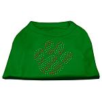 Holiday Paw Rhinestone Shirts Emerald Green Lg