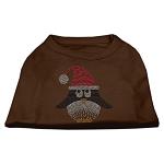 Santa Penguin Rhinestone Dog Shirt Brown Lg