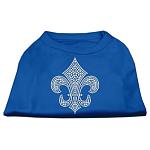 Silver Fleur de Lis Rhinestone Shirts Blue Lg