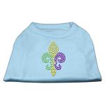 Mardi Gras Fleur De Lis Rhinestone Dog Shirt Baby Blue Lg