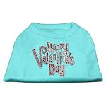 Happy Valentines Day Rhinestone Dog Shirt Aqua Lg