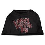 Happy Valentines Day Rhinestone Dog Shirt Black Lg