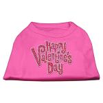 Happy Valentines Day Rhinestone Dog Shirt Bright Pink Lg