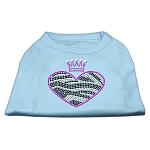 Zebra Heart Rhinestone Dog Shirt Baby Blue Lg