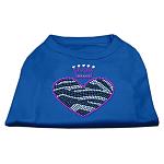 Zebra Heart Rhinestone Dog Shirt Blue Lg