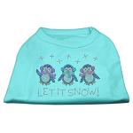 Let It Snow Penguins Rhinestone Shirt Aqua L