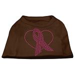 Pink Ribbon Rhinestone Shirts Brown Lg